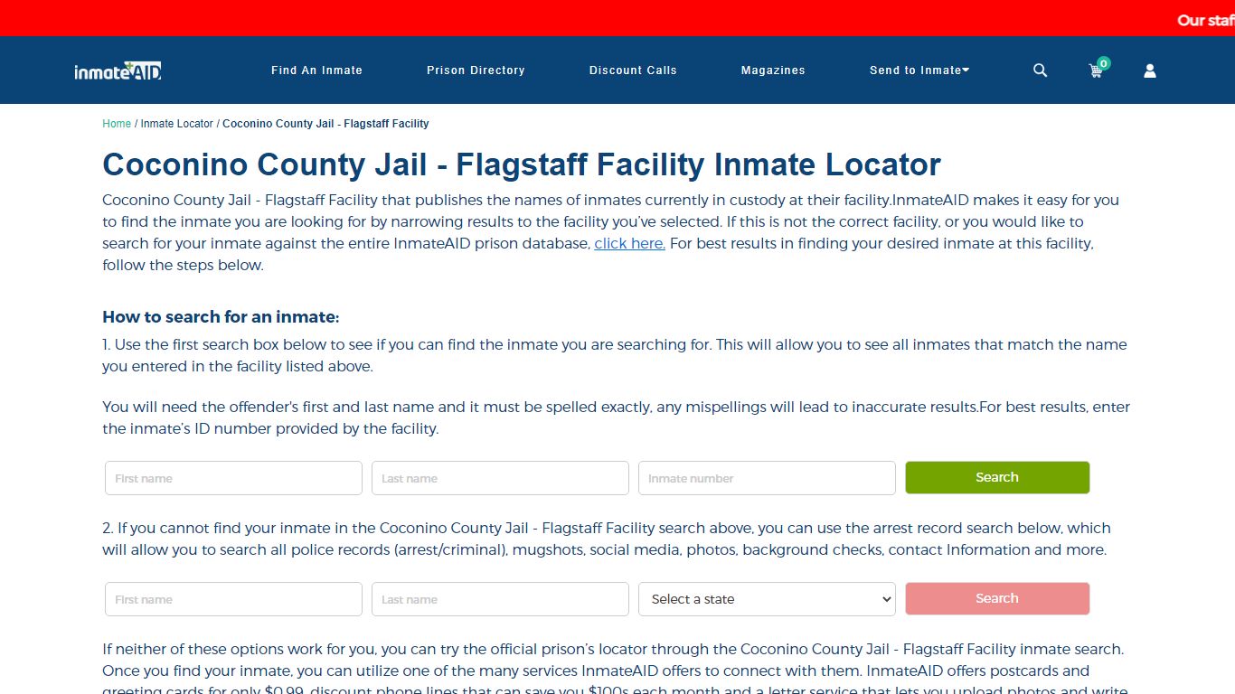 Coconino County Jail - Flagstaff Facility Inmate Locator