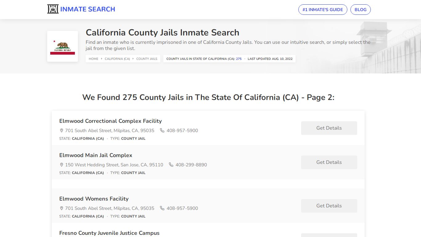 California County Jails Inmate Search